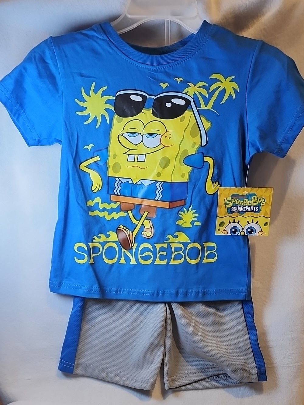 SpongeBob  2pc. Squarepants Bright Blue Graphic Tee and Gray Shorts Set